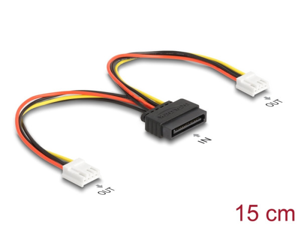 DELOCK SATA Stromkabel 15 Pin zu 2x4 Pin (66611)