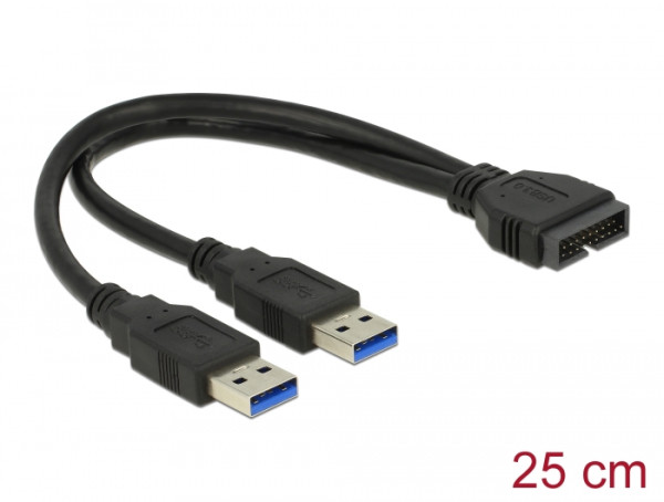 DeLOCK 0.25m USB3.0/2xUSB3.0 USB Kabel USB 3.2 Gen 1 3.1 Gen 1 0,25 m 2 x USB A Schwarz (83910)