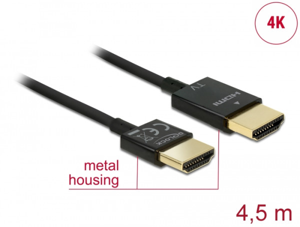 DeLOCK HDMI/HDMI, 4.5 m HDMI-Kabel 4,5 m HDMI Typ A Standard Schwarz (84775)