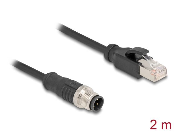 DELOCK M12 Kabel D 4 Pin zu RJ45 PVC 2m (80851)