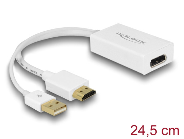 DeLOCK 62496 Videokabel-Adapter 0,245 m DisplayPort HDMI + USB Weiß (62496)