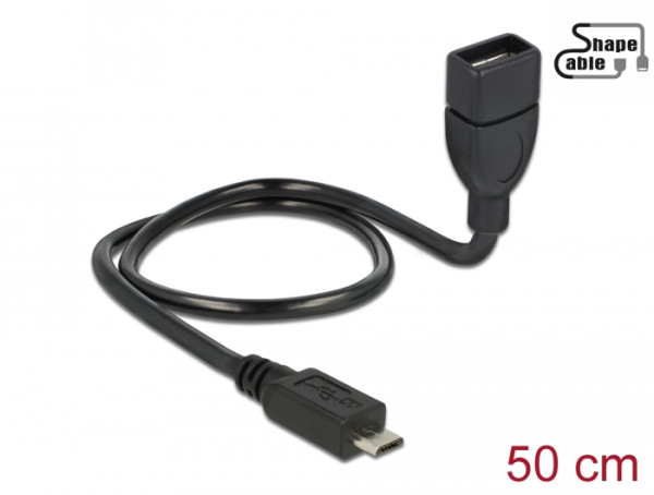 DeLOCK 0.5m, USB2.0 Micro-B/USB2.0-A USB Kabel 0,5 m Micro-USB B USB A Schwarz (83928)