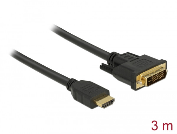 DeLOCK 85655 Videokabel-Adapter 3 m HDMI Typ A Standard DVI Schwarz (85655)