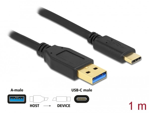 DeLOCK 1m USB3.1-C/USB3.1-A USB Kabel USB 3.2 Gen 2 3.1 Gen 2 USB A USB C Schwarz (83870)