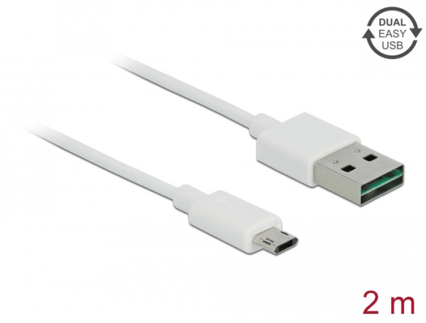 DeLOCK 84808 USB Kabel USB 2.0 2 m USB A Micro-USB B Weiß (84808)