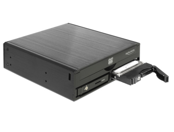 Delock 5.25" Mobile Rack for 1 x 5.25" Slim Drive + 2 x 2.5" SATA HDD / SSD - Gehäuse für Speicherlaufwerke - 2.5" 6.4 cm (47230)