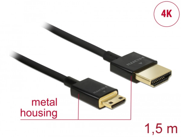 DeLOCK 84777 HDMI-Kabel 1,5 m HDMI Typ A Standard HDMI Type C Mini Schwarz (84777)