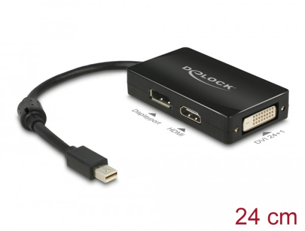 DeLOCK 0.16m DisplayPort/Displayport + HDMI + DVI 0,16 m Mini DisplayPort DisplayPort + DVI + HDMI Schwarz (62623)